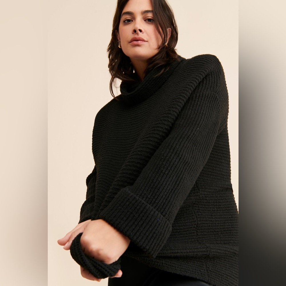 Pilcro Anthropologie Black Oversized Cowl Neck Sweater - Picture 10 of 10